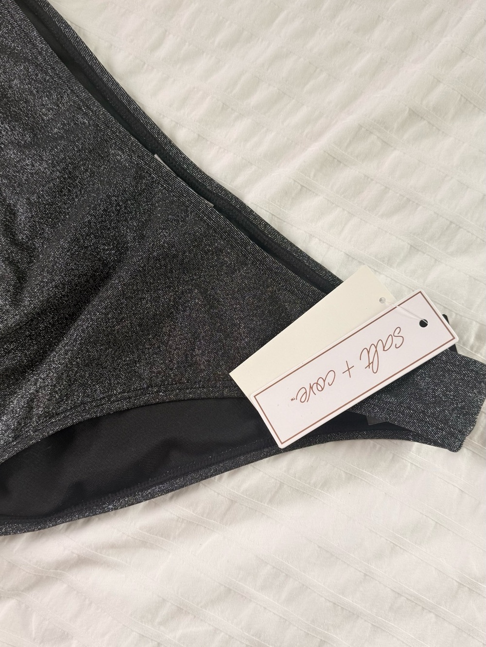 Salt + Cove Shimmer Metallic High Cut Bikini Bottoms Size XS Black Swimwear NWT - Picture 4 of 4